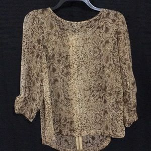 Snakeskin print sheer blouse size Medium